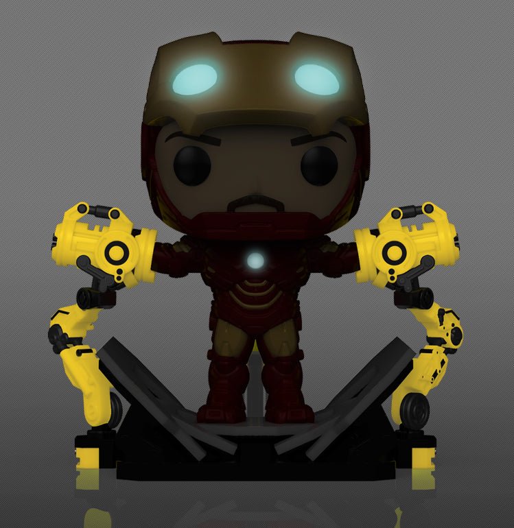 Iron Man with Gantry (Metallic) (Glow in the Dark) Deluxe Pop! Vinyl Figure